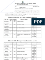 I Semester LL.B. (Three Year Course) Examination June, 2011: Time - Table