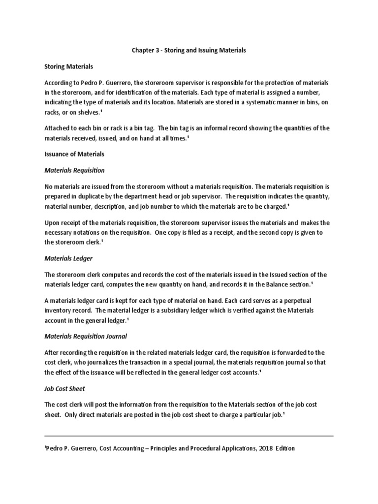 Storing and Issuing Materials | PDF | Debits And Credits | Financial ...