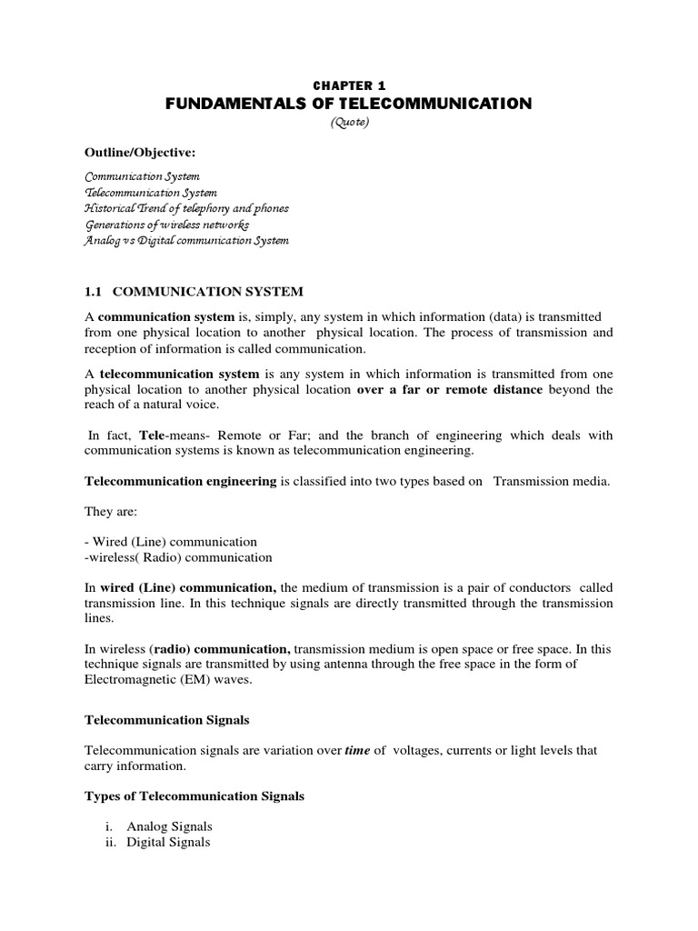 Overview of Telecom New | PDF | Transmission Medium | Electromagnetic ...