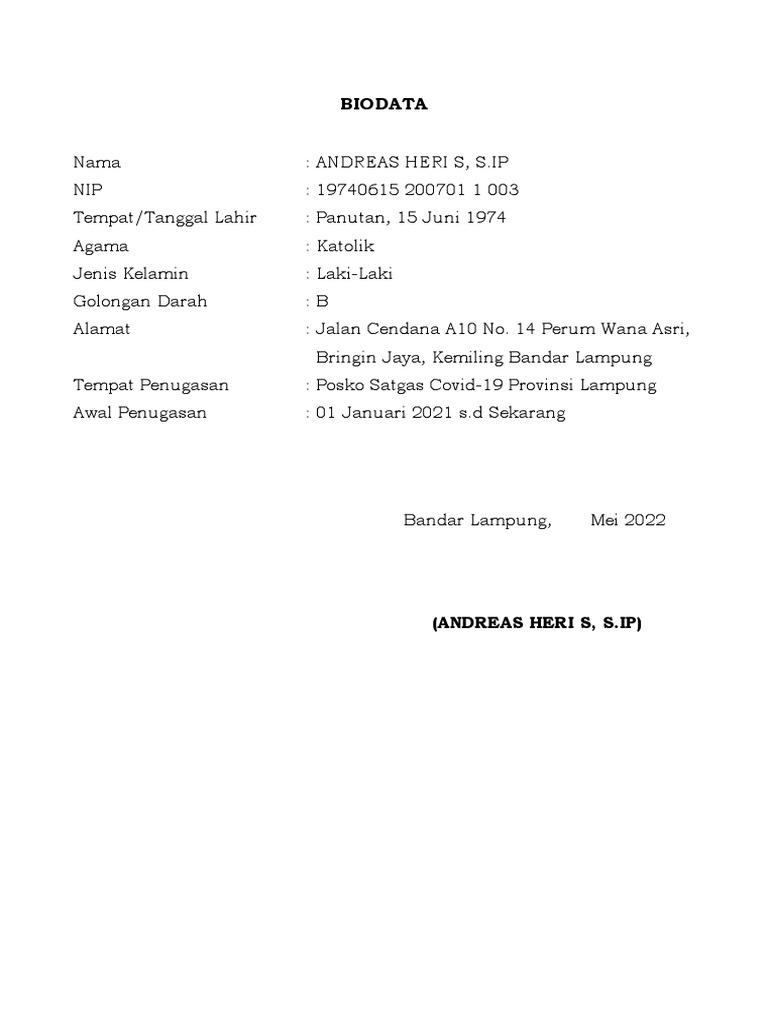 Biodata Andreas Pdf