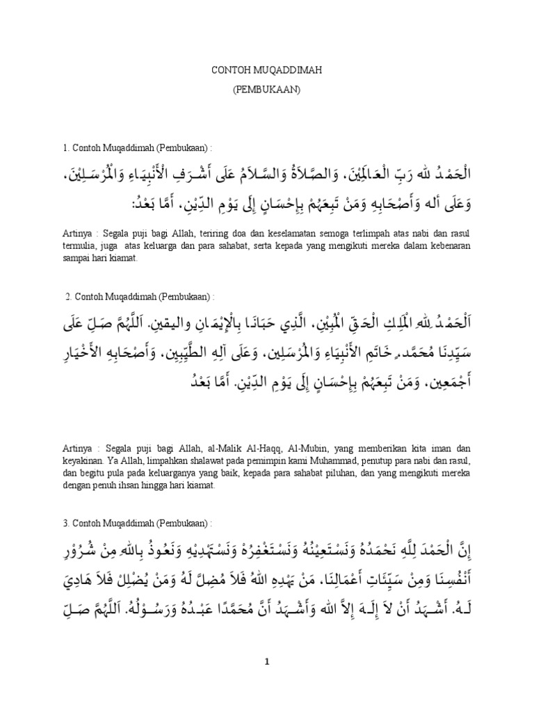 Contoh Muqaddimah dalam Pembukaan | PDF