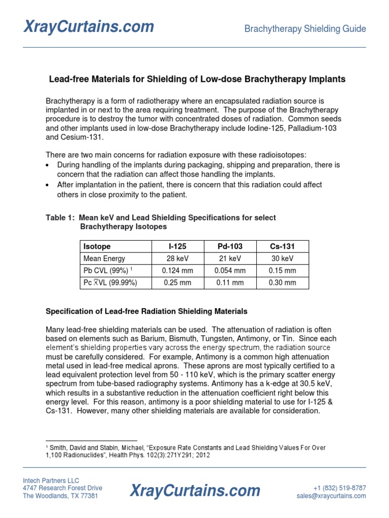 Intech Brachytherapy Shielding Materials Guide 202101 PDF