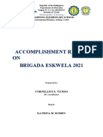 Accomplishment Report: ON Brigada Eskwela 2021