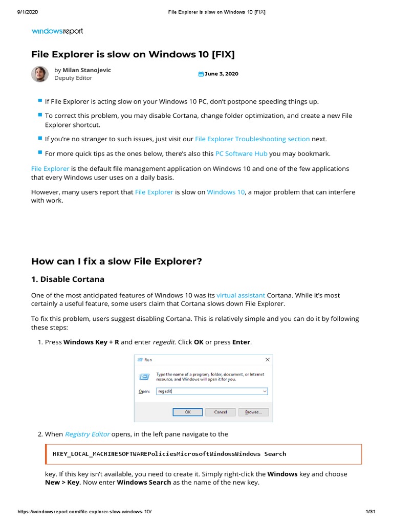 Fix Slow File Explorer on Windows 10 | PDF | Windows 10 | Computer File