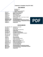 Academic Calendar For AY 2011-2012