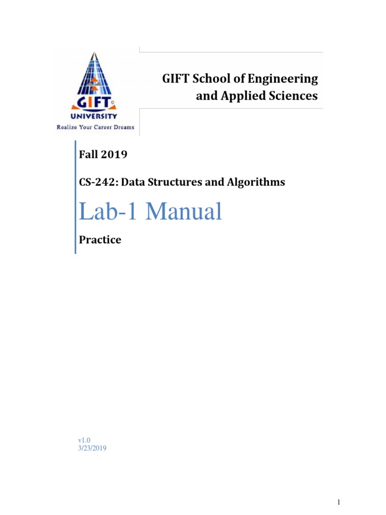 (Lab-1 Manual) CS-242-DSA - Object Class | PDF | Method (Computer ...
