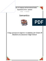 Semantics: Using Synonym To Improve Vocabulary For Grade 10 Students at Lomonosov High School