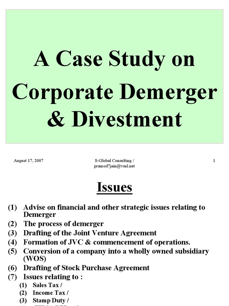 Presentation On Corporate Demerger & Divestment-For Circulation | PDF ...