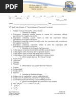 10th Grade Algebra 2 - Test #1 WALKS / WEBS 2021 - 2022 Teacher Luis Alicea