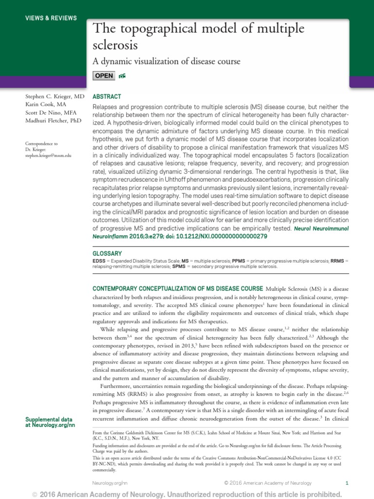 The Topographical Model of Multiple Sclerosis | PDF | Multiple ...