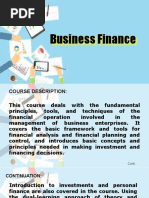 Intro To Business Finance