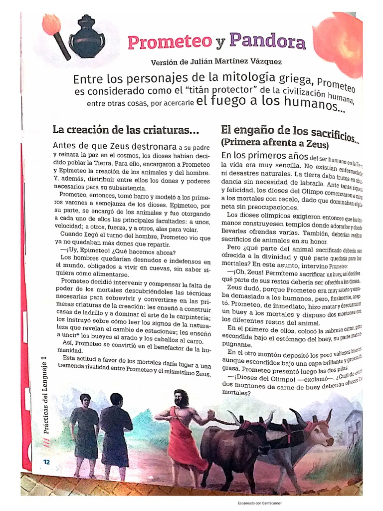 Prometeo y Pandora PDF Prometeo Zeus