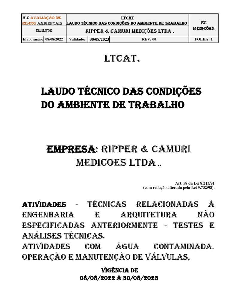 NR15 ou LTCAT: Quais são os requisitos para elaboração do laudo da