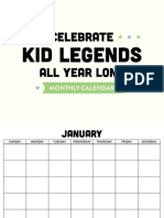 KID LEGENDS Monthly Calendar
