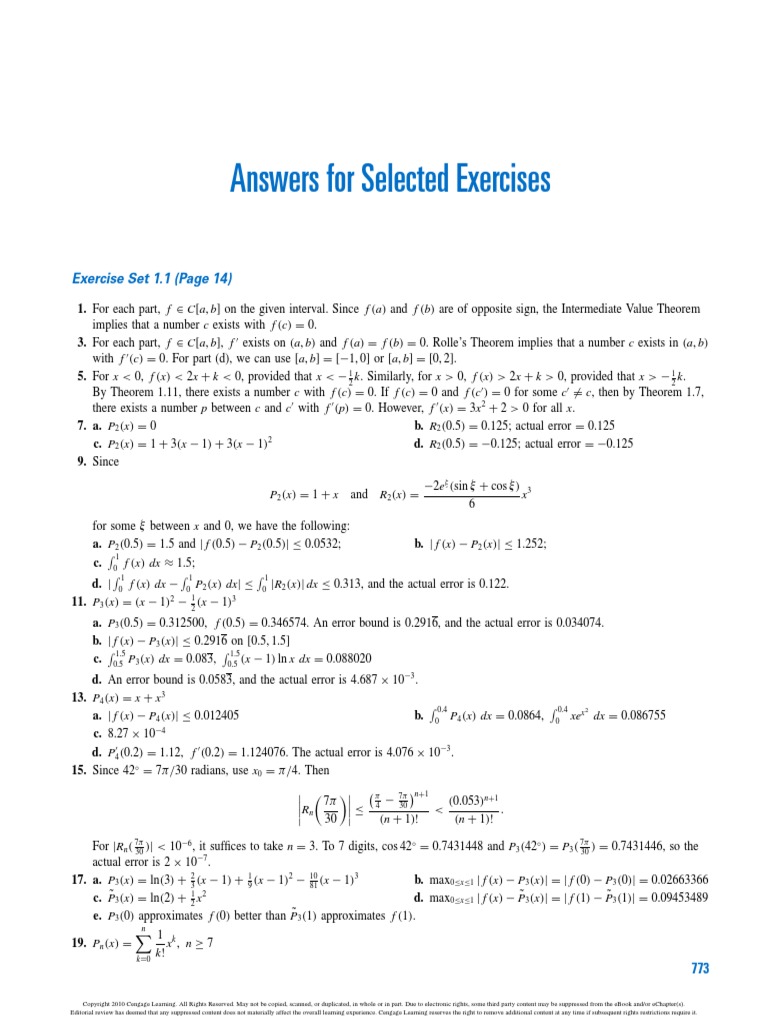 Solucionario Richard L., J. Douglas FairesNumerical Analysis, 9th
