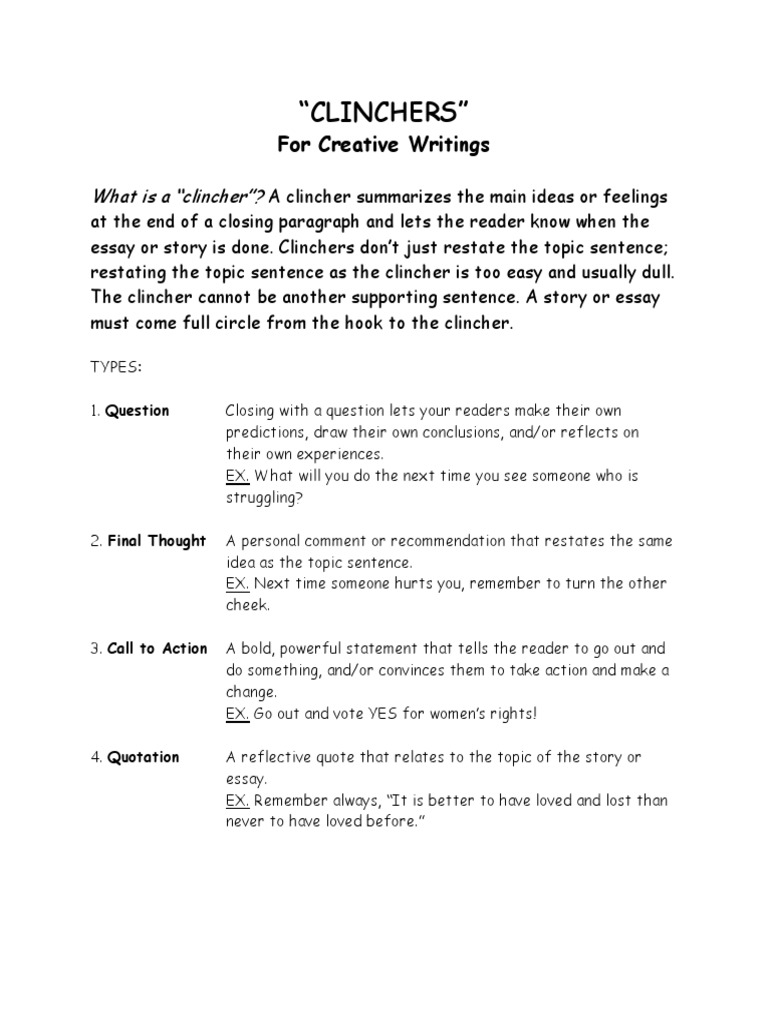 "Clinchers" What Is A "Clincher"? PDF