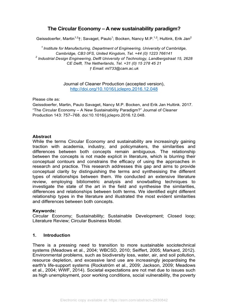 The Circular Economy - A New Sustainability Paradigm? | PDF ...