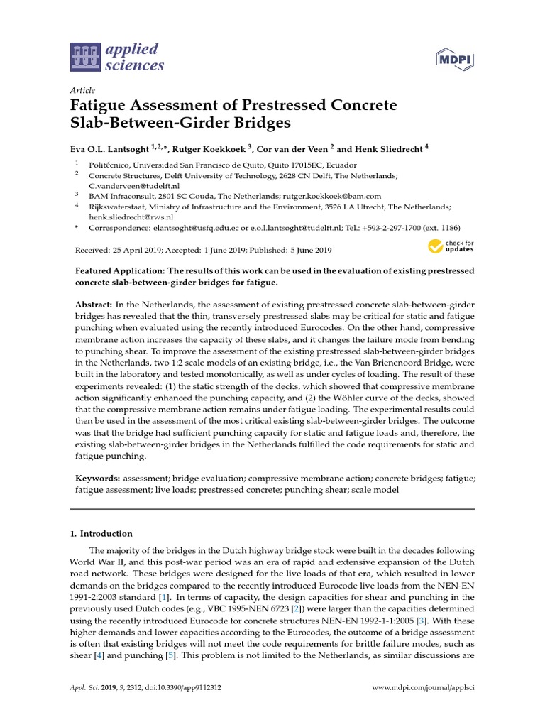 Applied Sciences: Fatigue Assessment of Prestressed Concrete Slab ...