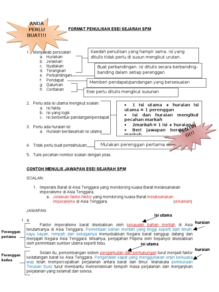 Soalan Esei Sejarah Tingkatan 4 Bab 10 Kertas 3 - Resepi 