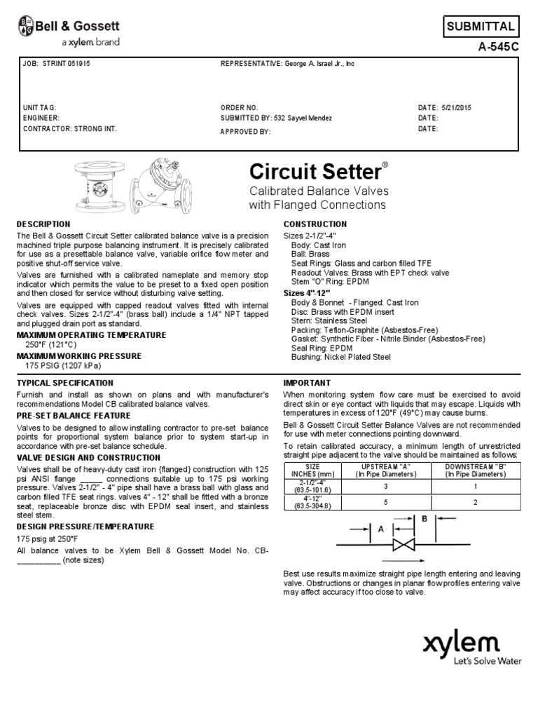 Circuit Setter Calibrated Balance Valves With Flanged Connections
