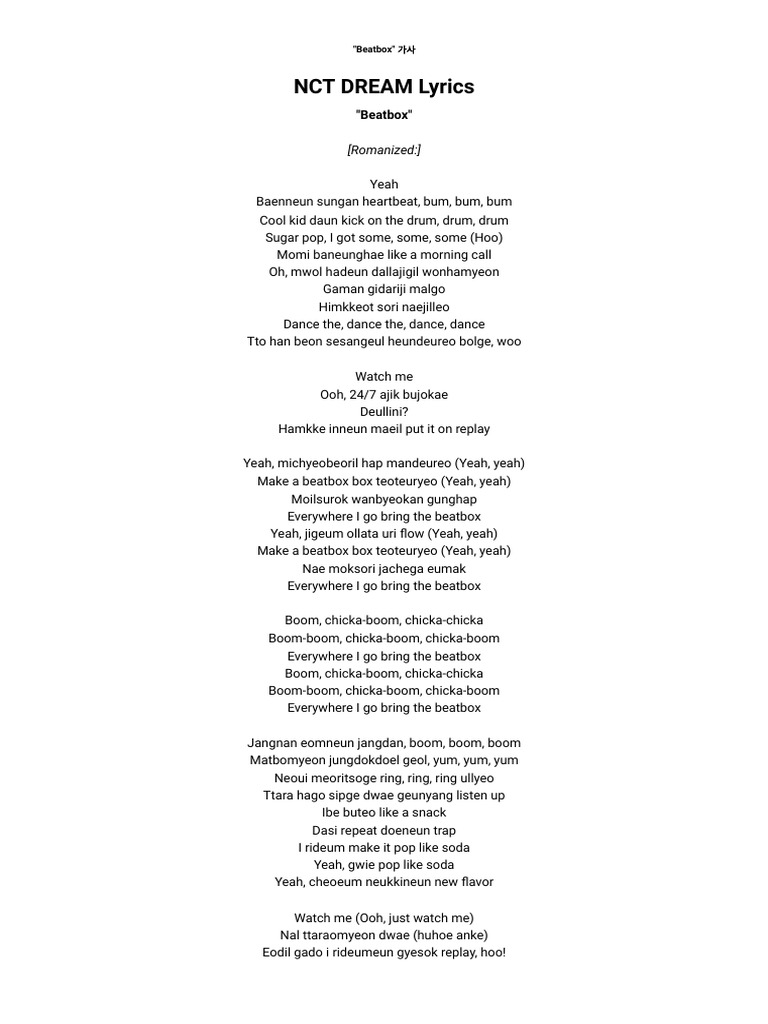 countdown 1 2 3 nct dream lyrics
