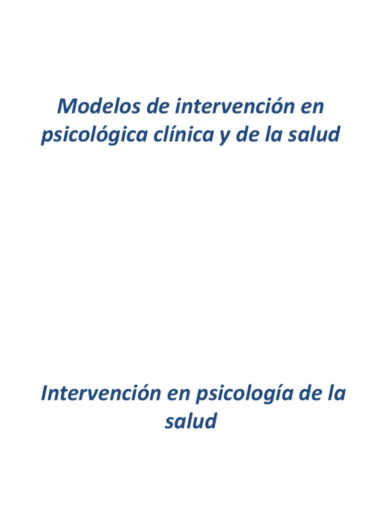Modelos de Intervención en Psicología | PDF | Sicología | Psicoterapia