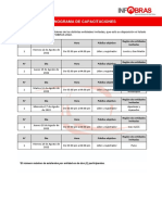 Cronograma de Capacitaciones Virtuales Infobras - 2022