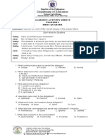 Department of Education: Learning Activity Sheets English 9 First Quarter