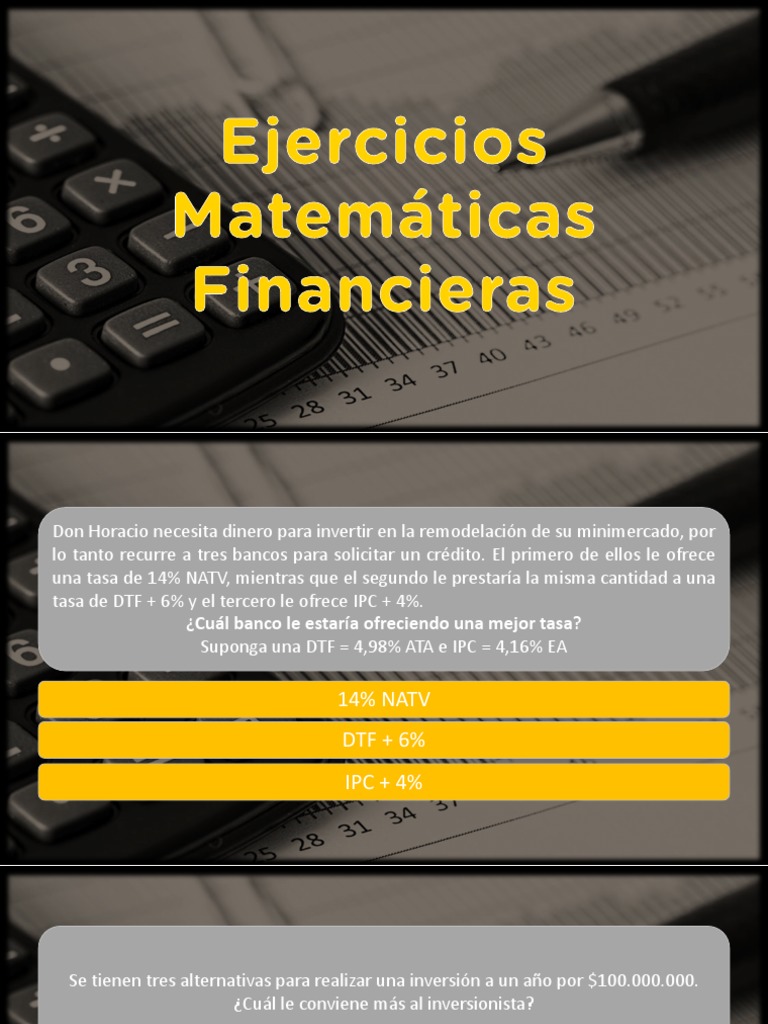 Ejercicios Matemáticas Financieras | PDF | Bancos | Deuda