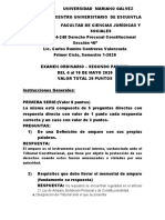 Segundo Examen Ordinario - Procesal Constitucional