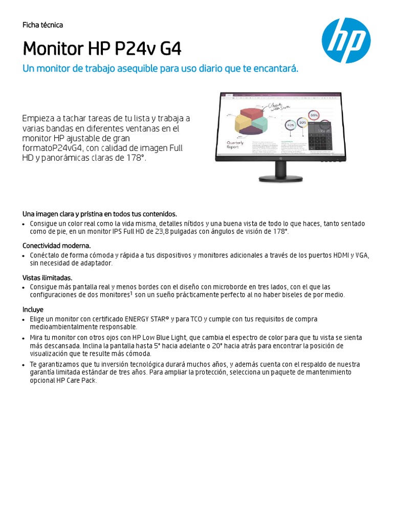 HP Monitor LED de pantalla de 21,5 pulgadas negro (V9E67AA#ABA)