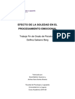 Efecto de La Soledad en El Procesamiento Emocional