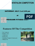 Indoor Pentathlon Competition: SATURDAY JULY 2 at 2:30 PM at Penmawr Fitness Club