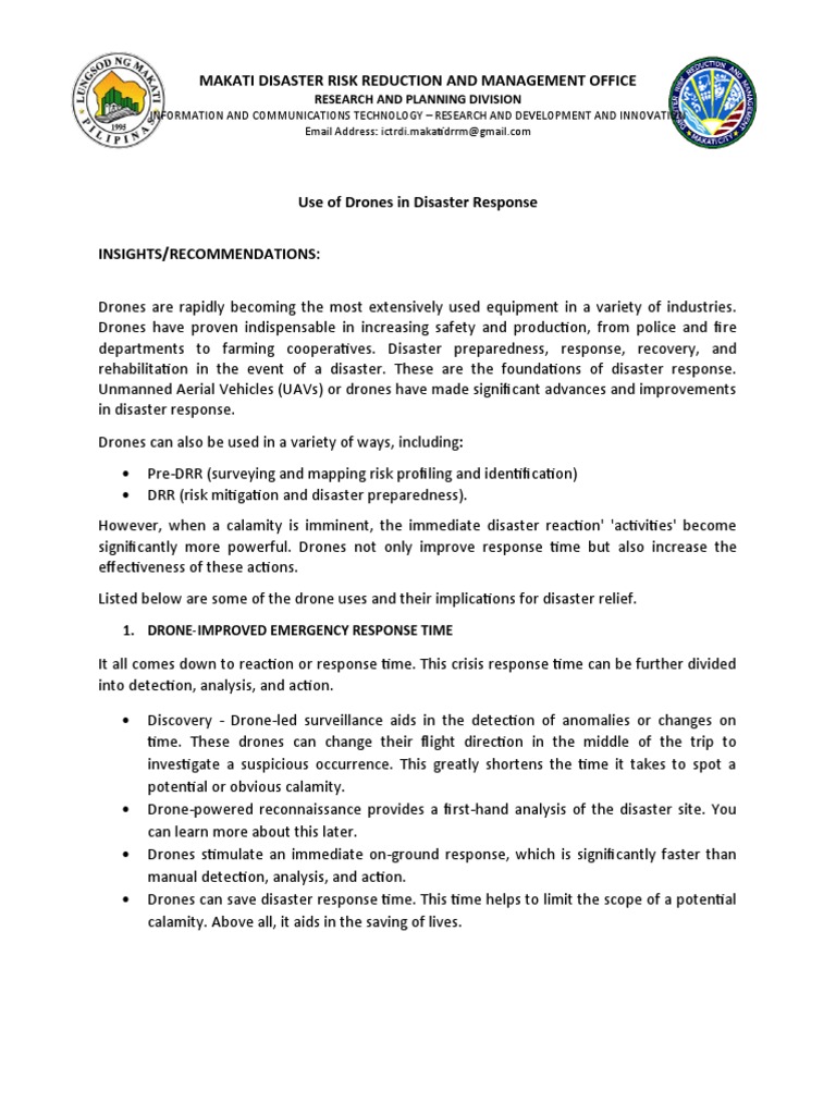 Use of Drones in Disaster Management | PDF | Unmanned Aerial Vehicle ...