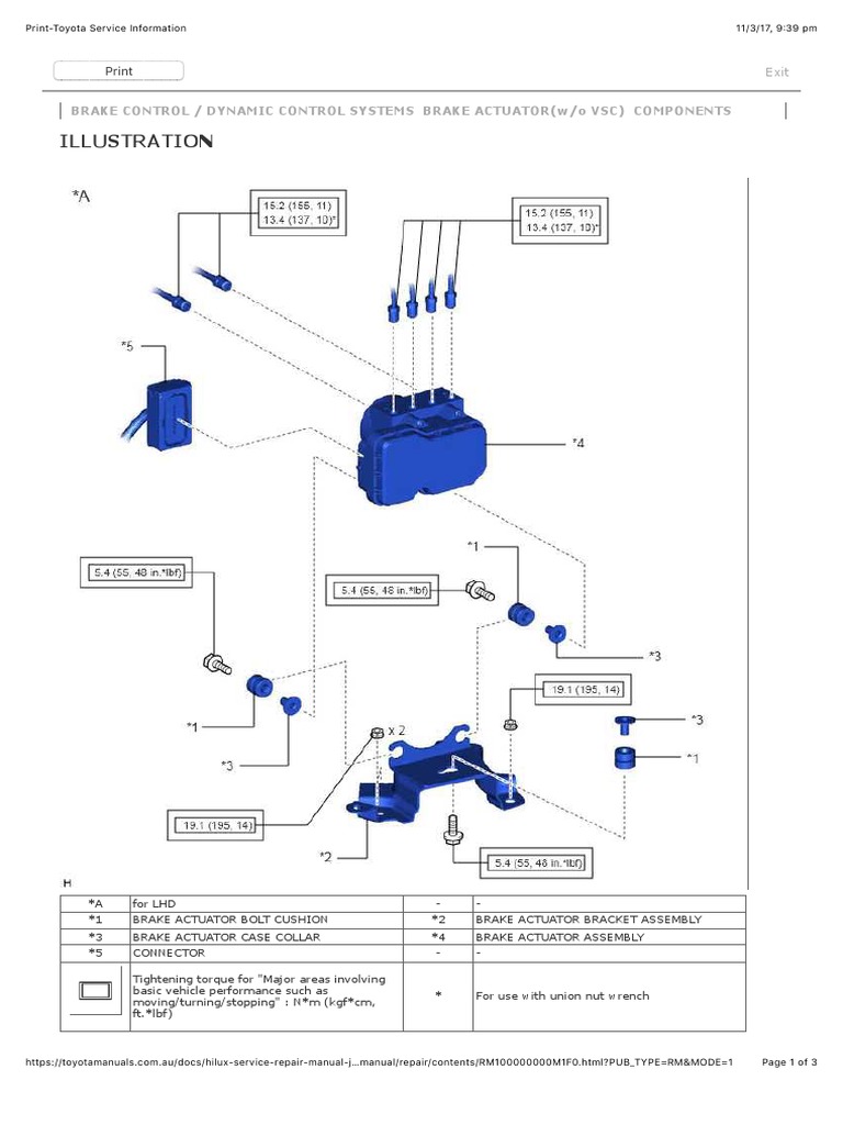 Illustration Brake Control / Dynamic Control Systems Brake Actuator (W/O VSC) Components PDF