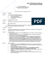 Sports Club Sample Constitution