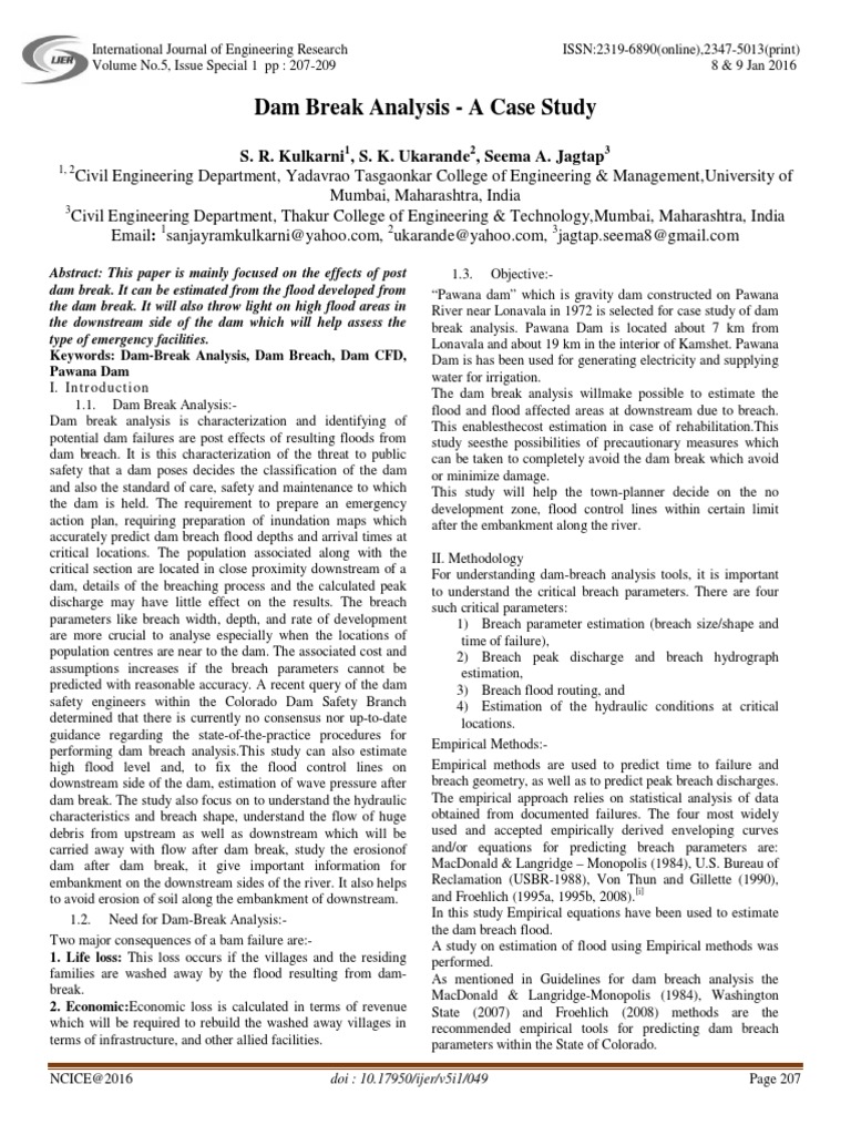 Dam Break Analysis a Case Study | PDF | Dam | Flood
