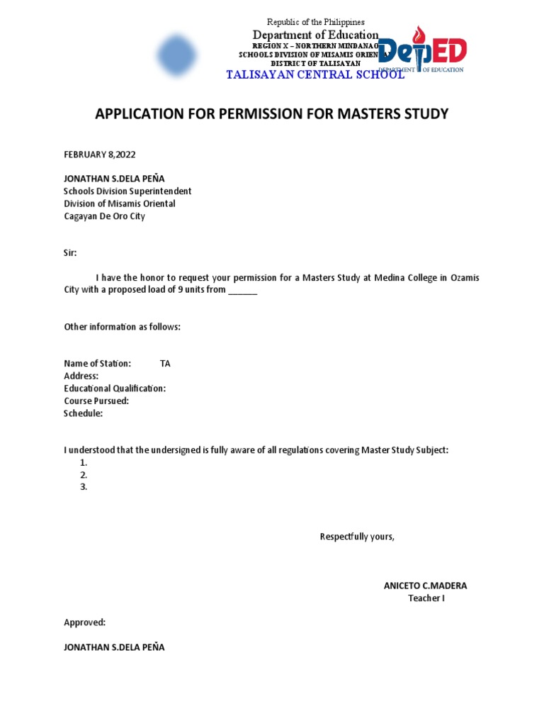 Masters Study Permit Application | PDF | Philippines