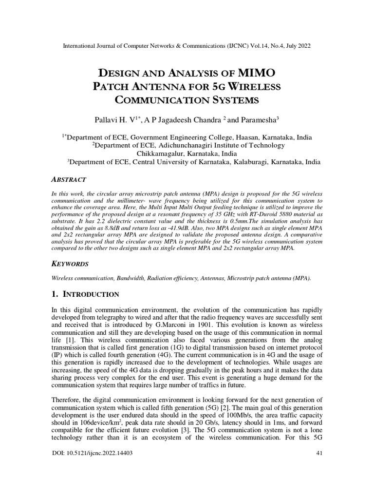 MIMO Patch Antenna Design for 5G | PDF | Antenna (Radio) | 4 G