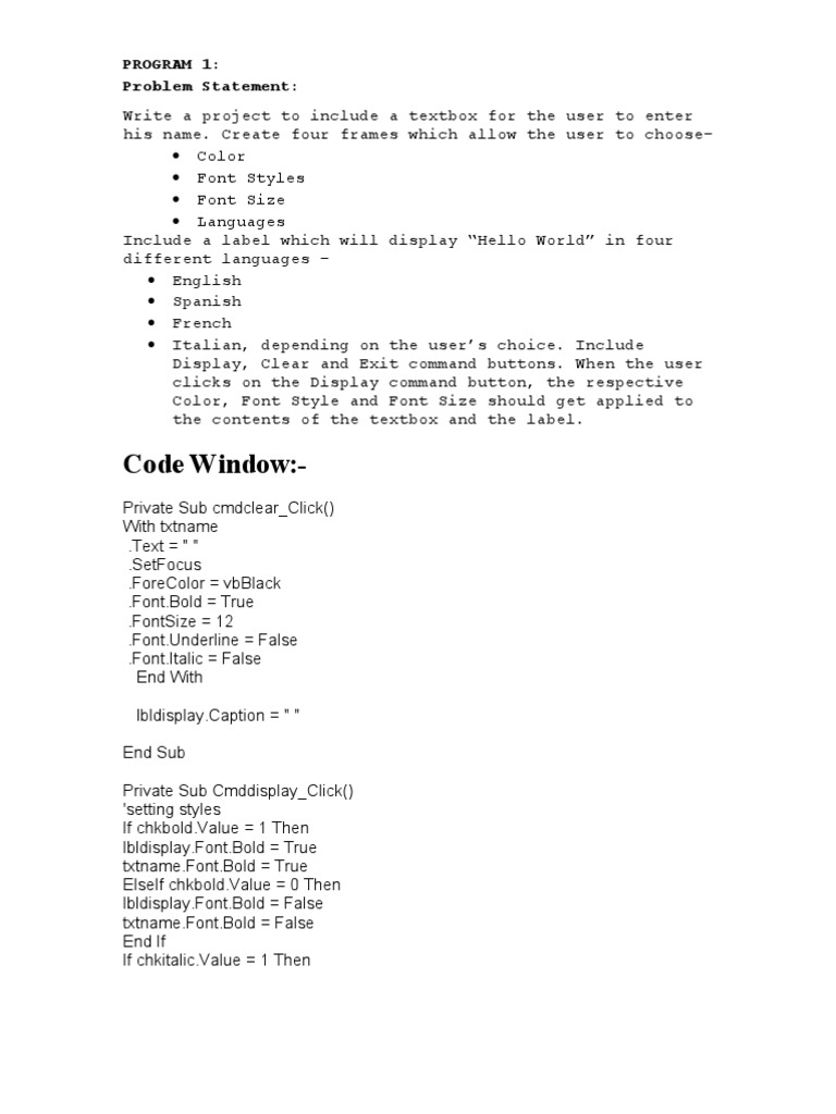 User Input Project with Language Options | PDF | Data Type | Piece Work