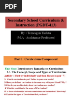 Secondary School Curriculum Instruction