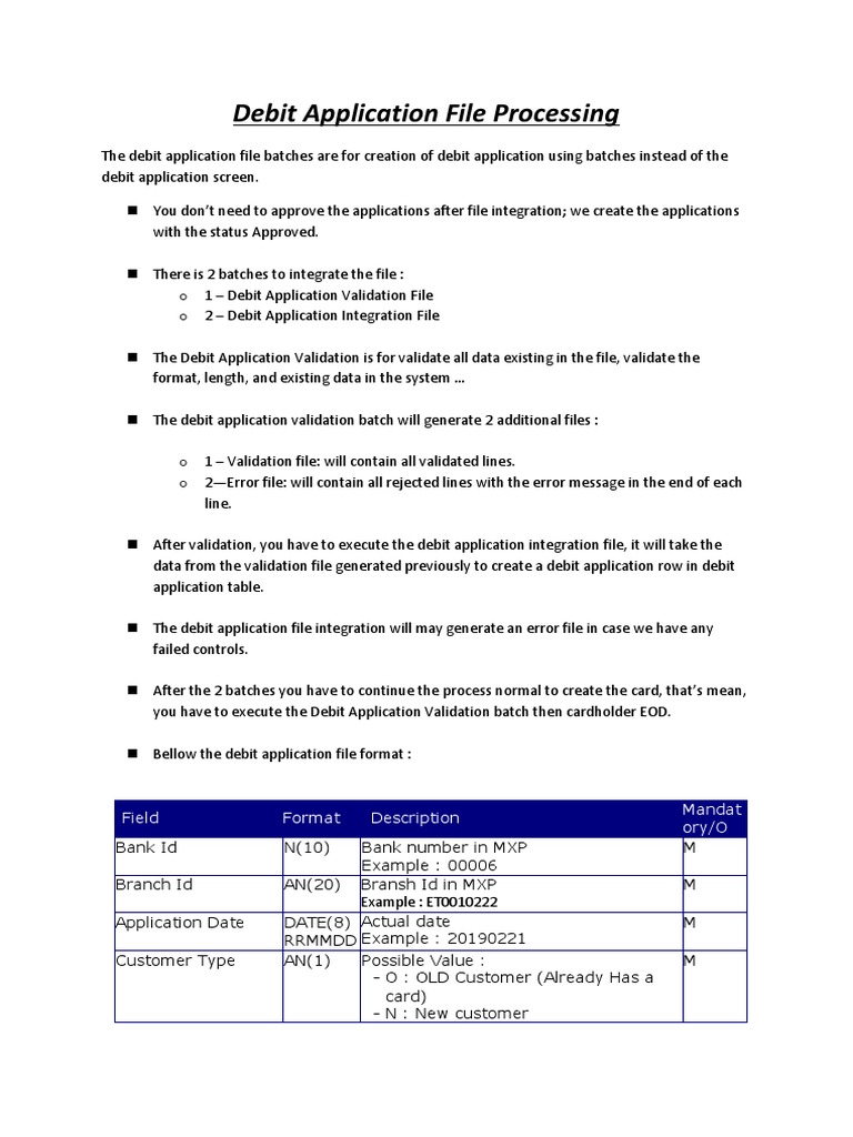 Debit Application File Processing Guide | PDF | Debit Card | Identity ...