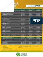 Quadro de Valores Academia 2022