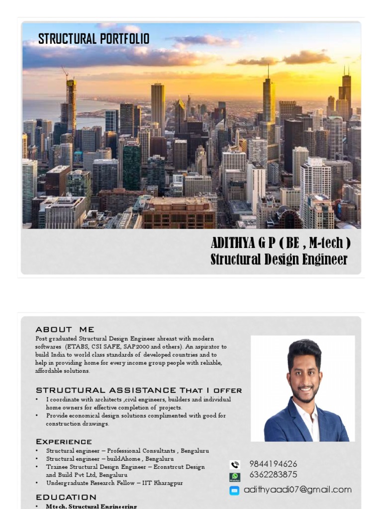 Structural Engineering Portfolio of Adithya G P | PDF | Engineering ...