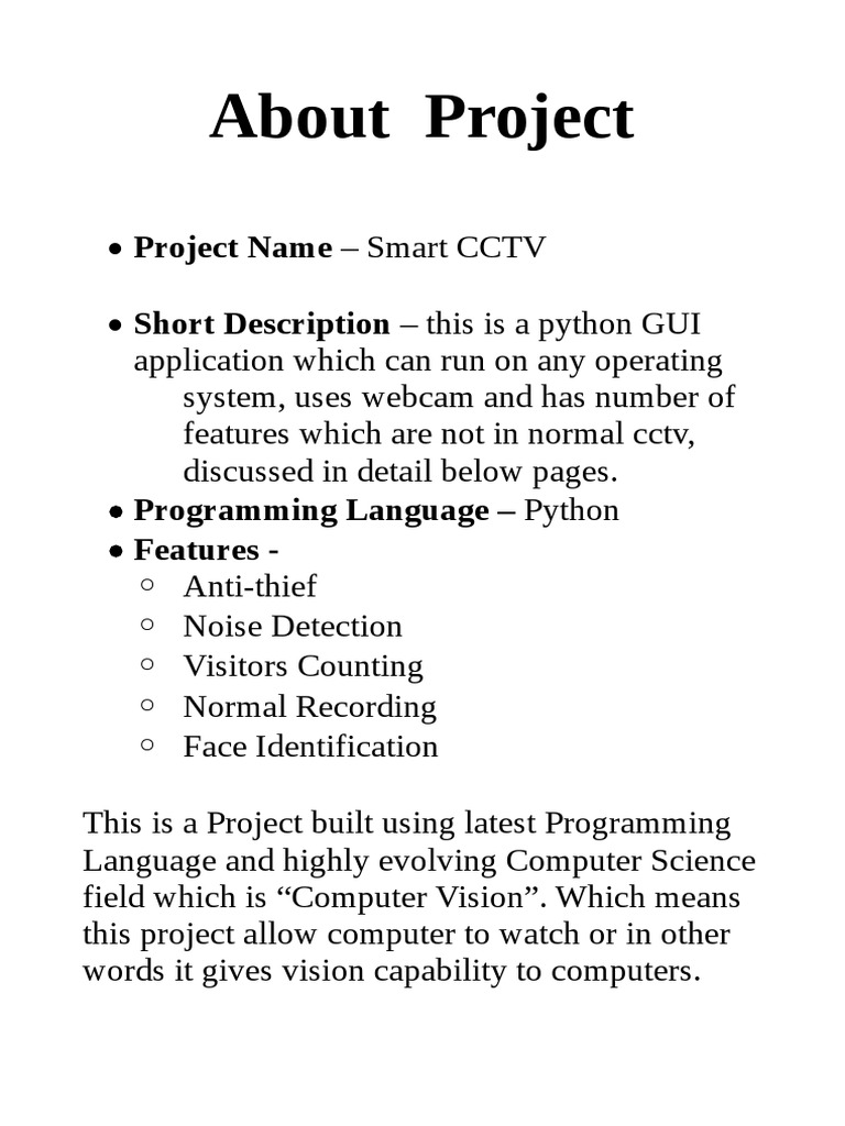 About Project | PDF | Python (Programming Language) | Computer Programming