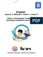 English: Quarter 2 - Module 4-Week 4 - Lesson 2 Write A 4-Paragraph Composition Showing Comparison and Contrast