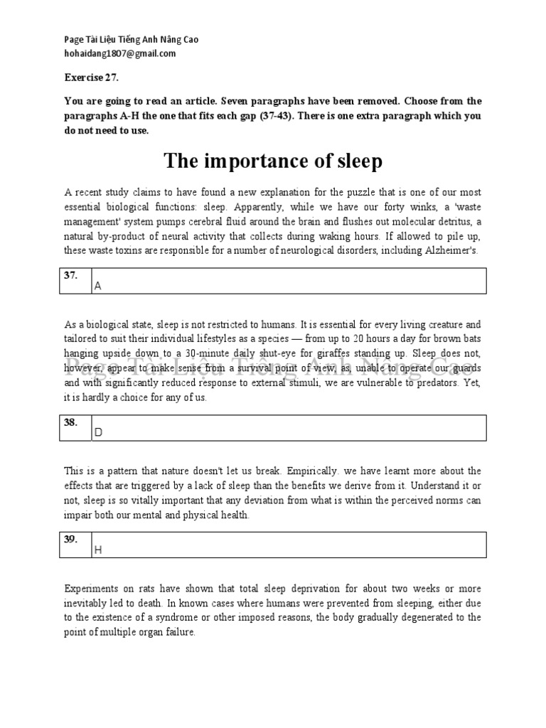 5 The Importance Of Sleep Pdf Sleep Circadian Rhythm