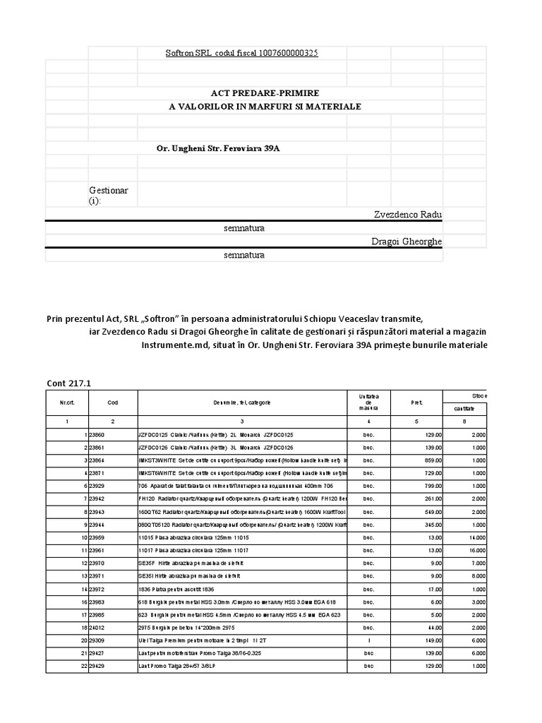 Act Predare Primire Ungheni1 | PDF