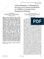 Crisis Management Planning As A Management Technique For The Survival of Small and Medium Enterprises (SMES) in Uganda Crisis Management Planning