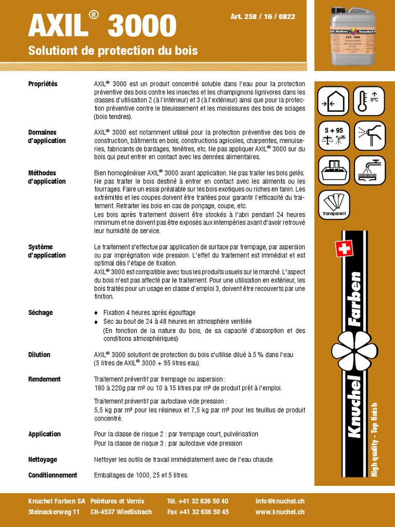 Axil 3000: Solutiont de Protection Du Bois | PDF | Bois (matériau de ...